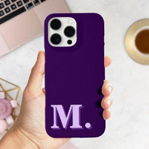 Coques iPhone 16 Pro Max Monogramme moderne minimaliste violet initial