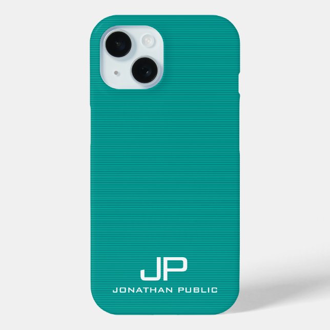 Coques Case-Mate iPhone Monogramme moderne Modèle Turquoise Bleu Vert rayu (Verso)