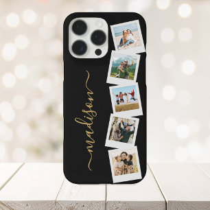 Coques iPhone 16 Pro Max Monogramme moderne Nom 5 Collage photo