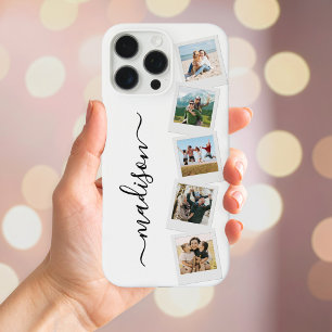 Coques iPhone 16 Pro Max Monogramme moderne Nom 5 Collage photo