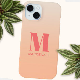 Coque Pour iPhone 15 Monogramme moderne Nom initial Turquoise Aqua Grad