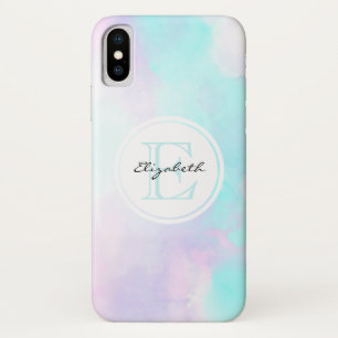 Case-Mate iPhone Case Monogramme moderne Pastel Blue & Purple Aquarelle