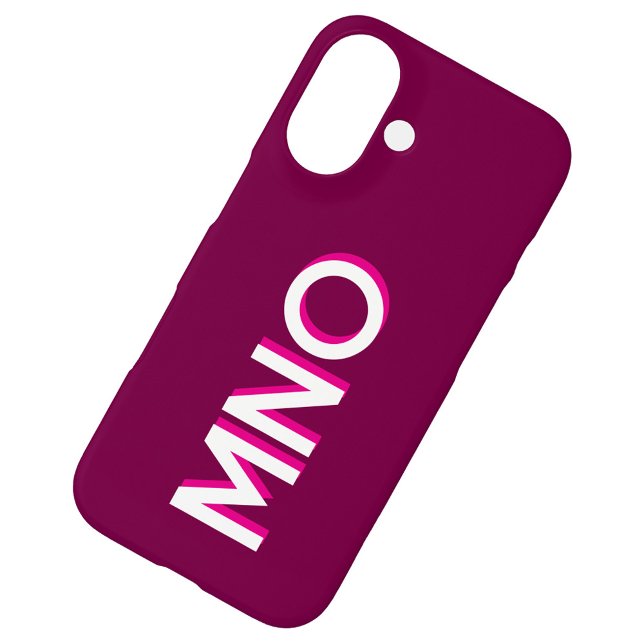 Coques Case-Mate iPhone Monogramme moderne Premier rose foncé Bourgogne (Personalized monogram initials modern drop shadow typography cell phone case in dark burgundy pink)