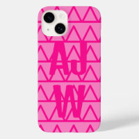 Monogramme moderne rose chaud Motif géométrique