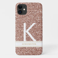 Monogramme moderne rose et boîtier téléphonique de