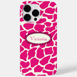 Coque Pour Pour iPhone 14 Pro Max Monogramme moderne rose et ivoire Giraffe Motif