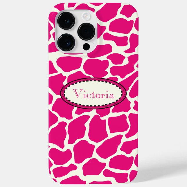 Coques Case-Mate iPhone Monogramme moderne rose et ivoire Giraffe Motif (Verso)