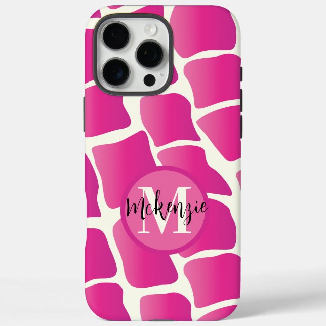 Coques Case-Mate iPhone Monogramme moderne rose et ivoire Giraffe Motif (Verso)