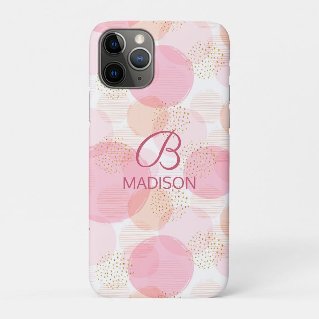 Coques Case-Mate iPhone Monogramme moderne rose Parties scintillant fille  (Dos)