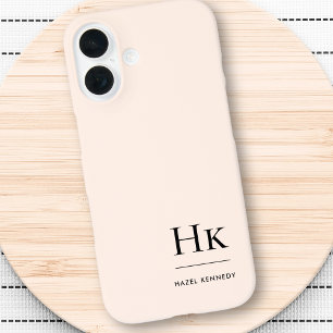 Coque Pour iPhone 16 Monogramme Moderne Simple Chic Monogramme Rose