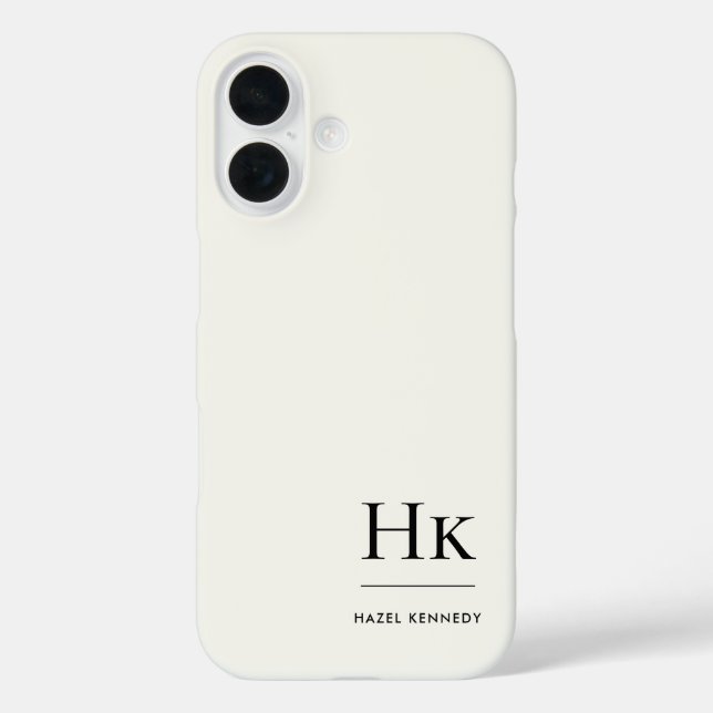 Coques Case-Mate iPhone Monogramme Moderne Simple Monogrammé Blanc Ivoire (Verso)