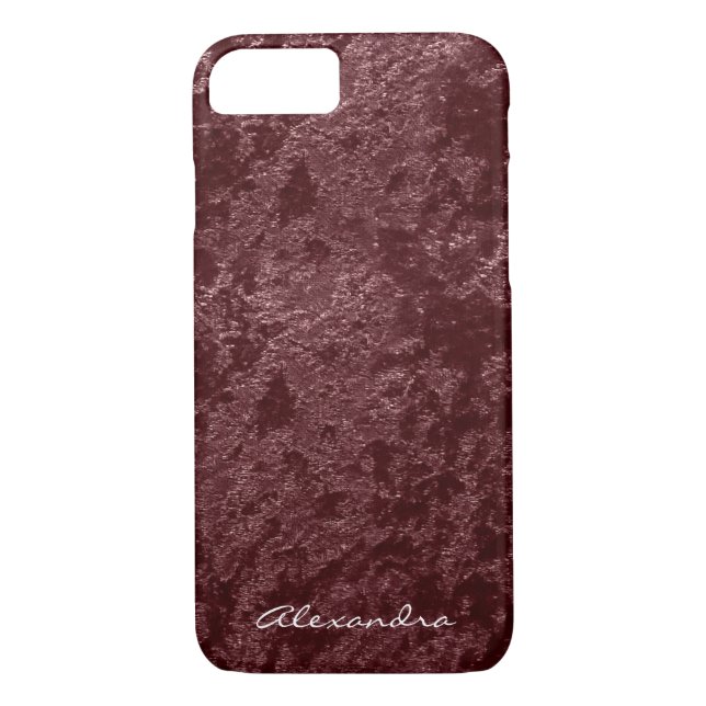 Coques Case-Mate iPhone Monogramme Moderne Velours Rouge Faux Tissu (Dos)