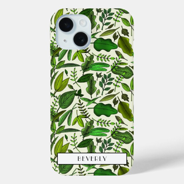 Coques Case-Mate iPhone Monogramme moderne vert Botanique (Verso)