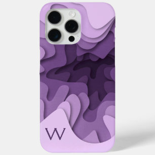 Coque iPhone 15 Pro Max Monogramme moderne violet violet élégant Abstrait