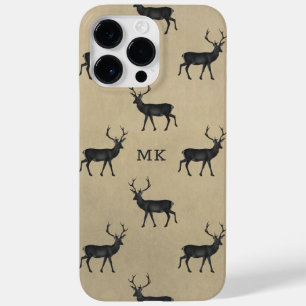 Coque Pour Pour iPhone 14 Pro Max Monogramme Monogramme Cerf Stag Rustique Motif