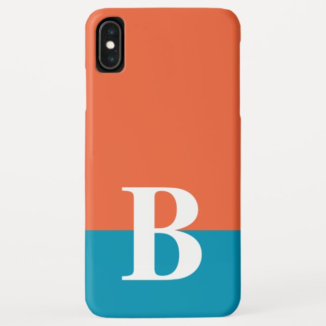 Coques Case-Mate iPhone Monogramme Monogramme Simple Moderne Orange Bleu (Dos)