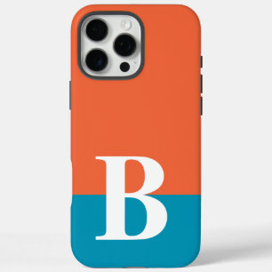 Coques iPhone 16 Pro Max Monogramme Monogramme Simple Moderne Orange Bleu