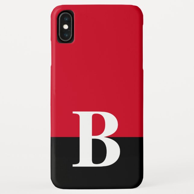 Coques Case-Mate iPhone Monogramme Monogramme Simple moderne rouge noir (Dos)