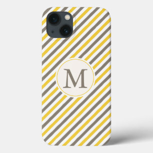 Case-Mate iPhone Case Monogramme Motif à rayures jaune et gris