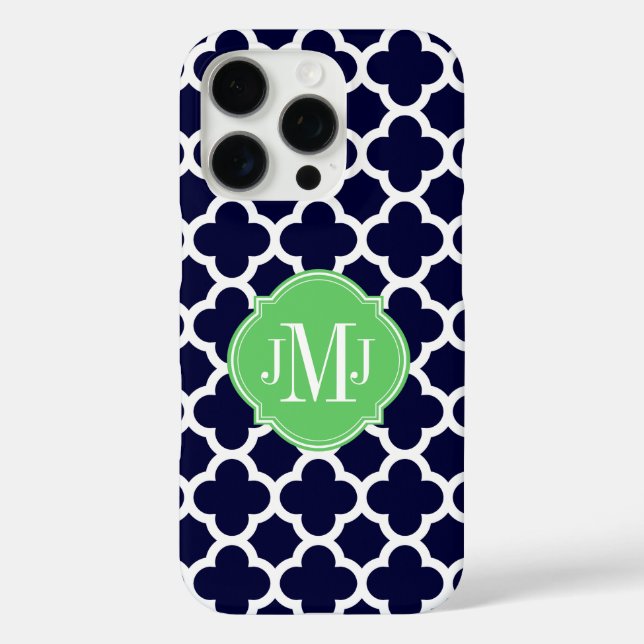 Coques Case-Mate iPhone Monogramme Motif bleu et blanc de la marine (Verso)