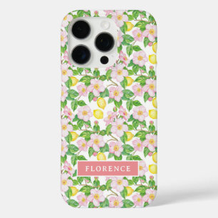 Coques iPhone 16 Pro Monogramme Motif de citron rose