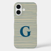 Monogramme Motif de lignes Abstraites bleu et blan