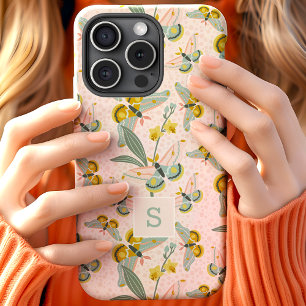 Coque Pour iPhone 15 Monogramme Motif De Taches Roses Et Daffodiques