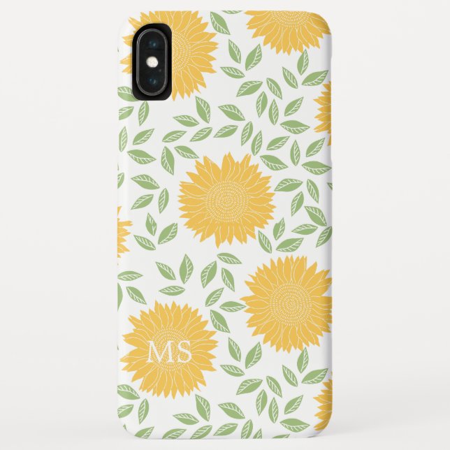 Coques Case-Mate iPhone Monogramme Motif de tournesol rustique (Dos)
