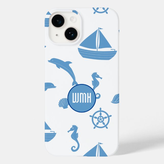 Coques Case-Mate iPhone Monogramme Motif nautique (Verso)