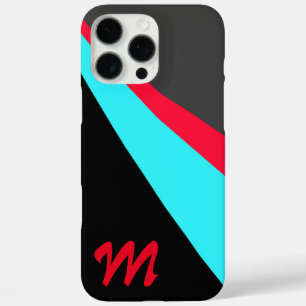 iPhone 16 Pro Max Case Monogramme Motif noir bleu rouge gris