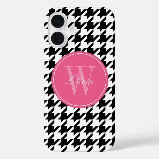 Coques Case-Mate iPhone Monogramme Motif noir et rose (Verso)
