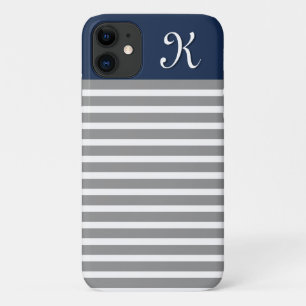 Case-Mate iPhone Case Monogramme Motif rayé gris et marine
