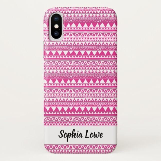 Coques Case-Mate iPhone Monogramme Motif tribal rose (Dos)