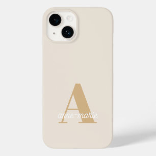 Coque Pour iPhone 14 Monogramme Neutre Moderne Minimaliste Élégant