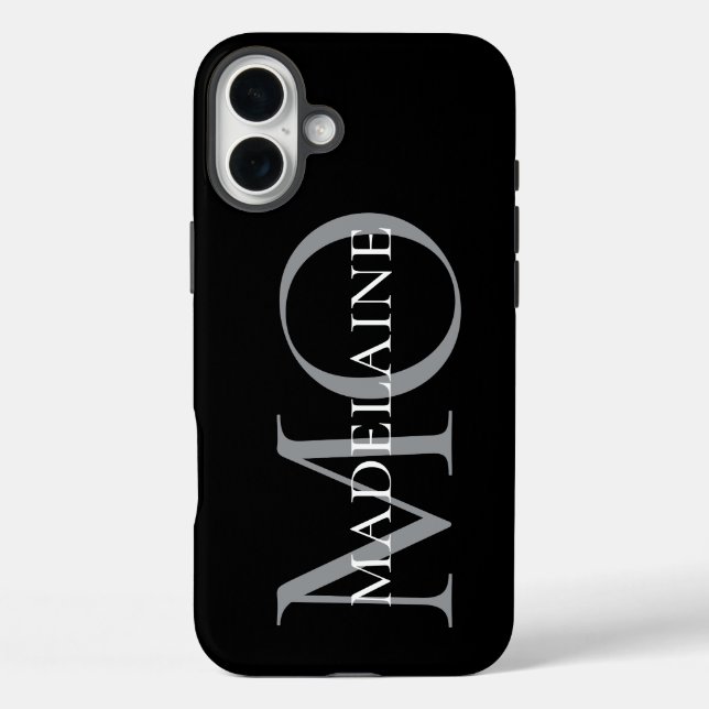 Coques Case-Mate iPhone Monogramme noir blanc (Verso)