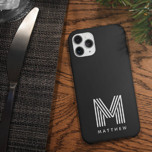 Coque Pour iPhone 14 Monogramme noir blanc