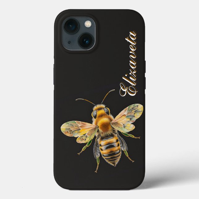 Coques Case-Mate iPhone Monogramme noir d'abeille moderne (Verso)