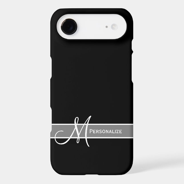 Coques Case-Mate iPhone Monogramme noir et blanc élégant portant le nom (Verso)