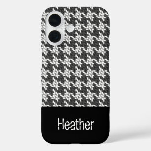 Coque Pour iPhone 16 Monogramme noir et blanc motif