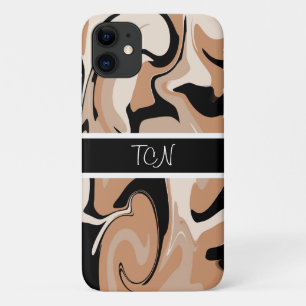 Case-Mate iPhone Case Monogramme Noir Et Marbre Brown Conception Télépho