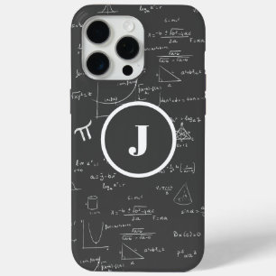 Coque iPhone 15 Pro Max Monogramme noir J Math Geek algèbre