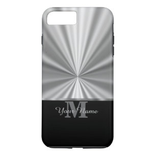Coque iPhone 7 Plus Monogramme noir métallique en argent