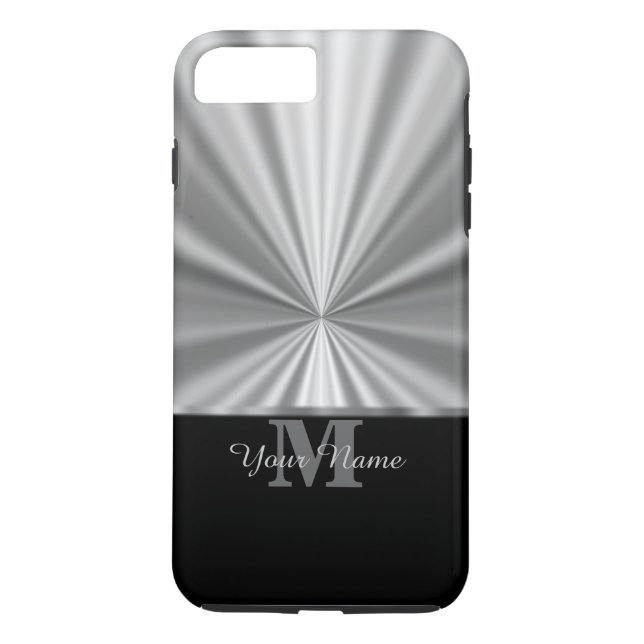 Coques Case-Mate iPhone Monogramme noir métallique en argent (Dos)