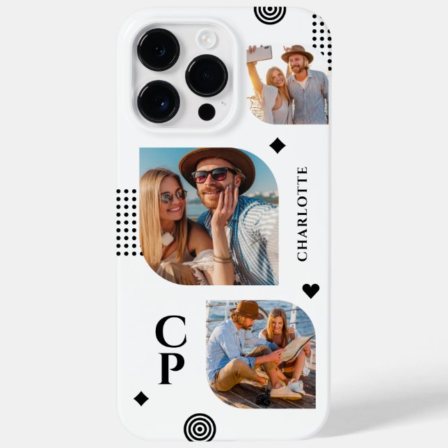 Coques Case-Mate iPhone Monogramme Nom 3 Photo Collage tendance moderne (Verso)