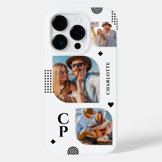 Coques Case-Mate iPhone Monogramme Nom 3 Photo Collage tendance moderne (Verso)