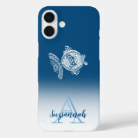 Monogramme Nom Bleu Ombre Contour Poisson Blanc