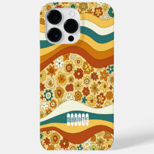 Coque Pour Pour iPhone 14 Pro Max Monogramme Nom Enfant Fleur Rayure Rétro Groovy