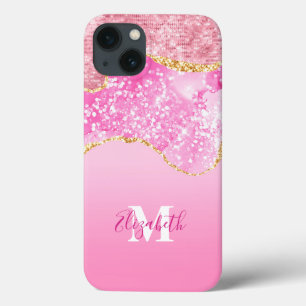 Case-Mate iPhone Case Monogramme Nom Initial Rose Or Glam Bling Pailleté
