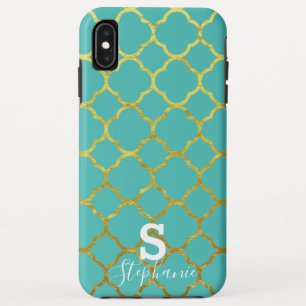 Case-Mate iPhone Case Monogramme Nom initial Turquoise Blue Gold Foil 20