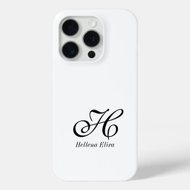 Coques Case-Mate iPhone Monogramme Nom Noir Blanc Moderne (Verso)